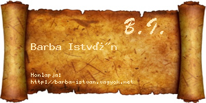 Barba István névjegykártya